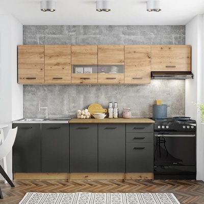 Halmar Perla kuchyně 260 dub artisan/tmavě šedý