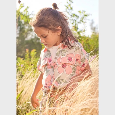 MAYORAL Блуза 2 части къси риза цветя и бял потник за мини момиче Mayoral