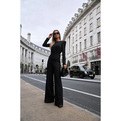 Made Of Emotion Woman's Padded shoulder jumpsuit black