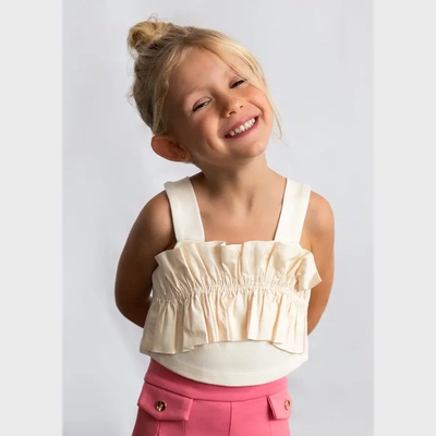 MAYORAL Топ волани в мръснобял цвят за мини момиче Mayoral