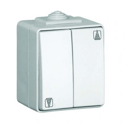 Efapel Двоен пуш бутон за щори multiple point IP65, IK07; 16A - 250V ~ CCZ - сив (48283 CCZ)