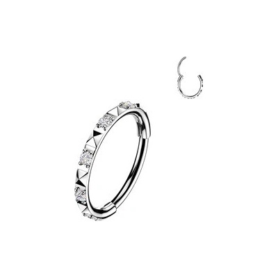 Šperky4U Piercing segment kruh TITAN s čirými zirkony TIT1752