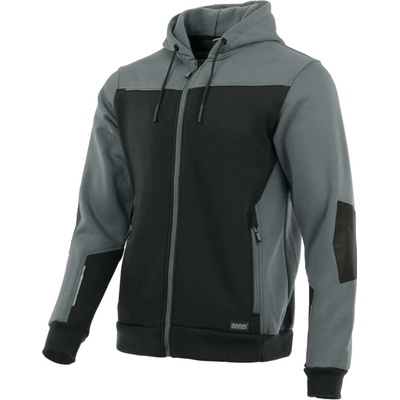 Sara Workwear Rozepínací mikina s kapucí extra teplá COMFORT PLUS šedá černá