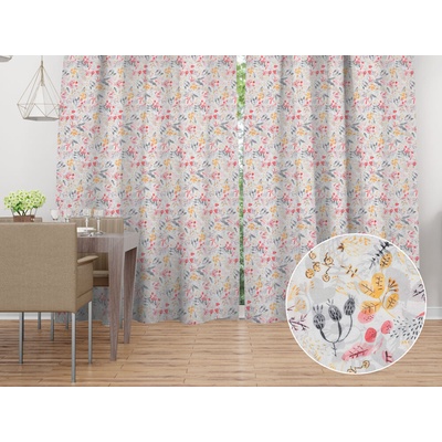 Biante Dekoračný záves PML-087 Červeno-oranžové lístky 145x170 cm