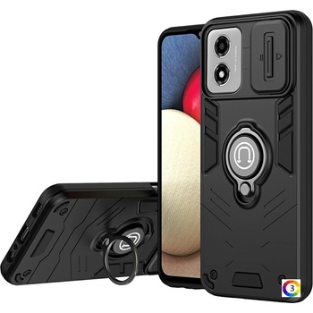 Motorola Калъф за Motorola Moto E14 4G | Слайд Протектор за Камера | Стойка | Удароустойчив PC+TPU | Черен, Син, Сив