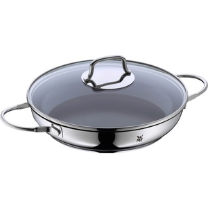 WMF Devil Serving Casserole Induction 26 cm with Glass Lid, Oven-Safe Pan, Serving Pan, Cromargan Stainless Steel Coated, Ceramic Coating, Oven-Safe - 738706290 (738706290)