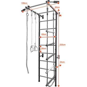 RESTPRO Детска метална шведска стена с аксесоари, червена (kid-2-red)