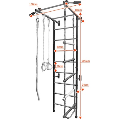 RESTPRO Детска метална шведска стена с аксесоари, червена (kid-2-red)