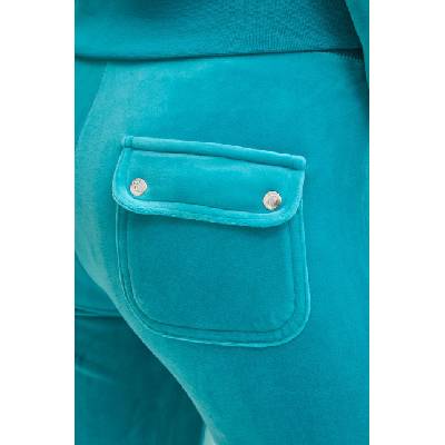 Juicy Couture Кадифен спортен панталон Juicy Couture DEL RAY PANT в зелено с изчистен дизайн JCAP180 (JCAP180.696)