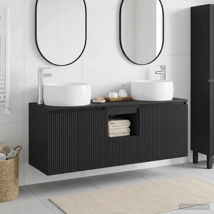 vidaXL Комплект шкафове за баня 3 бр. Черно 49, 5 x 44, 5 x 66 см (3405718)