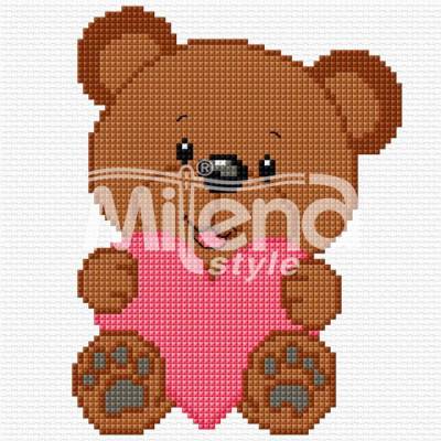 Milena Style Меченце със сърчице - гоблен със схема