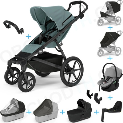 Thule Set 10v1 Urban Glide 4-wheel Mid blue 2024+madlo+vanička Black+Thule Maple Light Gray+Thule Alfi+príslušenstvo