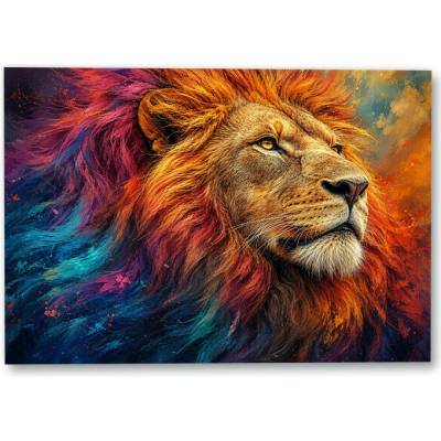 Plakát – Barevný portrét lva 100 × 70 cm Bez rámu Ano Bez rámu