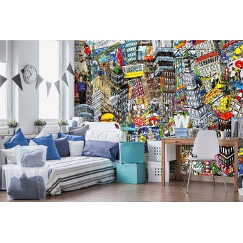 DIMEX ART s. r. o Самозалепваща се флизелинова фототапета анимационен град ii. 375 x 250 см