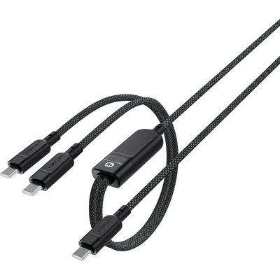 ACEFAST - Кабел за данни (C5-11) - Бързо зареждане, USB-C към 2x Type-C, 2 в 1, 100W, 20V/5A, 480Mb/s, 1.2 м - Черен