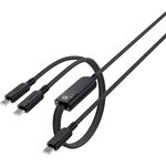 ACEFAST - Кабел за данни (C5-11) - Бързо зареждане, USB-C към 2x Type-C, 2 в 1, 100W, 20V/5A, 480Mb/s, 1.2 м - Черен