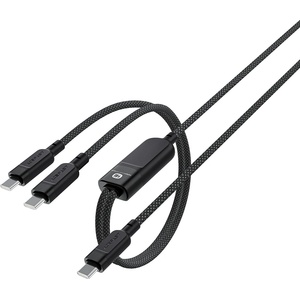 ACEFAST - Кабел за данни (C5-11) - Бързо зареждане, USB-C към 2x Type-C, 2 в 1, 100W, 20V/5A, 480Mb/s, 1.2 м - Черен
