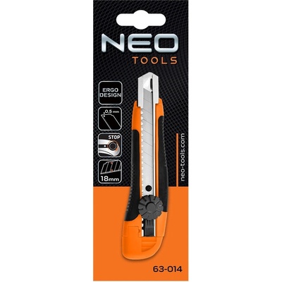 NEO 63-014 nôž s odlamovacím 18 mm čepeľou, skrutkový zámok