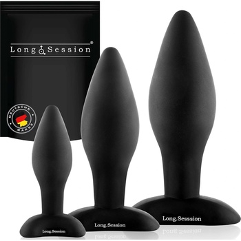 Image 1 of Paloqueth Long. Session Analplug Set from Skin-Friendly Silicone Black 3 pack