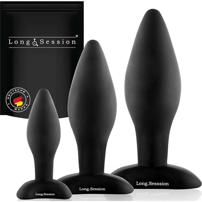 Paloqueth Long. Session Analplug Set from Skin-Friendly Silicone Black 3 pack
