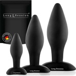 Paloqueth Long. Session Analplug Set from Skin-Friendly Silicone Black 3 pack