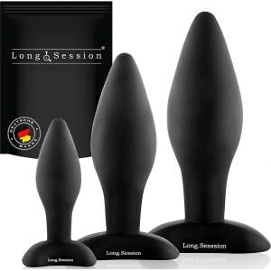 Paloqueth Long. Session Analplug Set from Skin-Friendly Silicone Black 3 pack