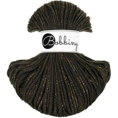 Bobbiny šňůry junior 3 mm Espresso se zlatou nitkou (Golden ESPRESSO)