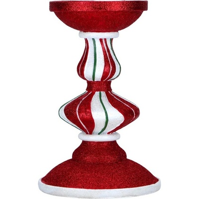 Svietnik v červenej, trblietavej farbe 23 cm