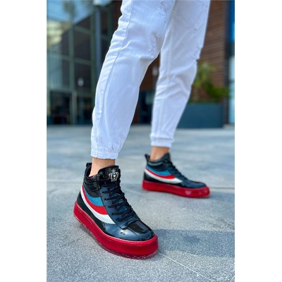 Chekich Мъжки боти с връзки ch973 - Черни с Червен #385138 (385138_Черно)