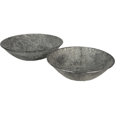 Clayre & Eef Kovová šedá mísa se vzorem 2 ks 35 x 9 41 x 10 cm