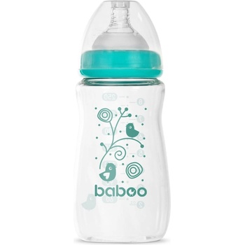 Baboo Anti-colic Glass Feeding Bottle Wide Neck стъклено бебешко шише 3m+ 250ml