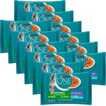 PURINA ONE INDOOR с риба тон и зелени фасул в сос, с телешко и моркови в сос, 48 x 85 г