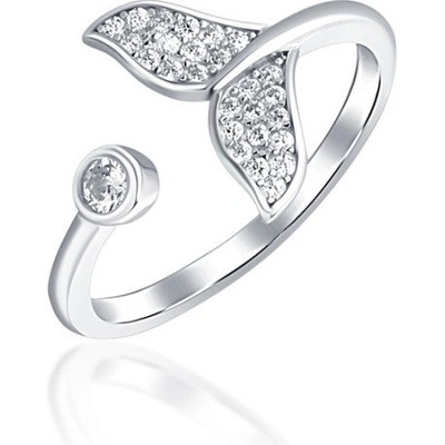 JVD SVLR0637XE9BI stříbrný prsten mořská ploutev se zirkony