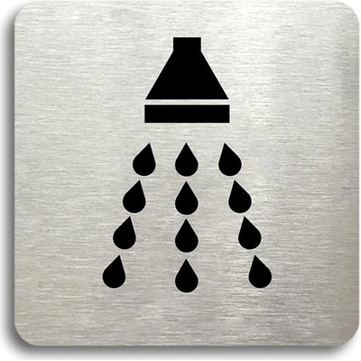 Accept Piktogram „sprcha" (80 × 80 mm) (strieborná tabuľka – čierna tlač bez rámčeka)