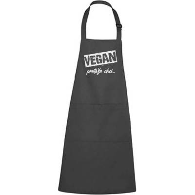 Dobrý Triko Zástěra s potiskem Vegan protože chci Antracitová