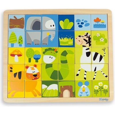 ANDREU Toys Дървен пъзел Andreu toys от 30 части - Джунгла (16478)
