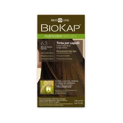 Biokap NutriColor permanentní barva na vlasy s arganovým olejem 6.3 Dark Golden Blond Tricorepair Complex 140 ml