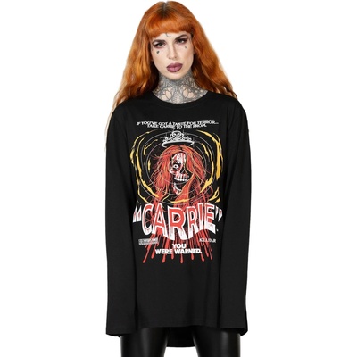 KILLSTAR унисекс тениска с дълъг ръкав KILLSTAR - Warned - черна - KSRA009699