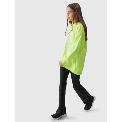 4F Girls' sweatshirt without fastening and with hood yellow krémová