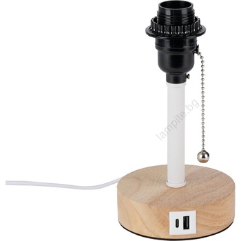 Brilagi - Настолна лампа с USB порт TABLON 1xE27/25W/230V дъб/бяла (BG3674)