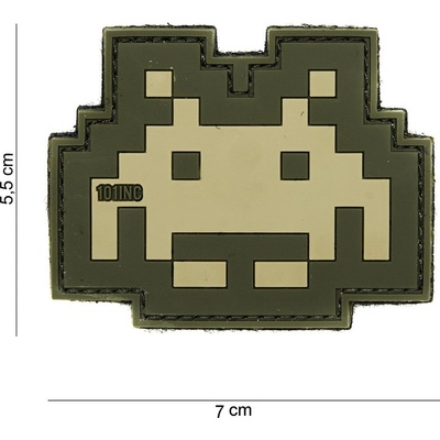 Gumová nášivka 101 Inc Space Invader - béžová