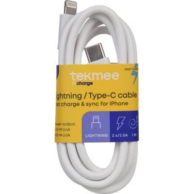 TEKMEE КАБЕЛ tipe-c lightning 2.4a 1м БЯЛ tekmee (5119)