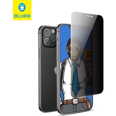 Blueo Anti-Spy Стъклен Протектор за iPhone 15 Pro, MR. MONKEY Privacy 5D Glass, Черен (5903396248115)