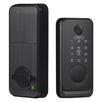 TTLock допълнителна моторна смарт брава с RFID чипове ( карти) , ПИН код , пръстов отпечатък цвят черен - ASD S8F (CNL0491)