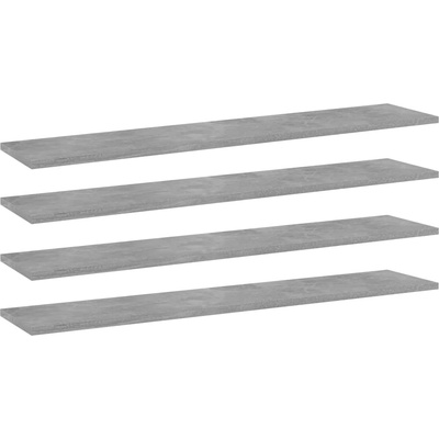 vidaXL Рафтове, 4 бр, бетонно сиви, 100x20x1, 5 см, инженерно дърво (805386)