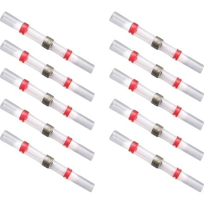 Vodotesna káblová spojka spájkovacia s cínom a bužírkou - červená Ø2,7mm x 40mm 10ks