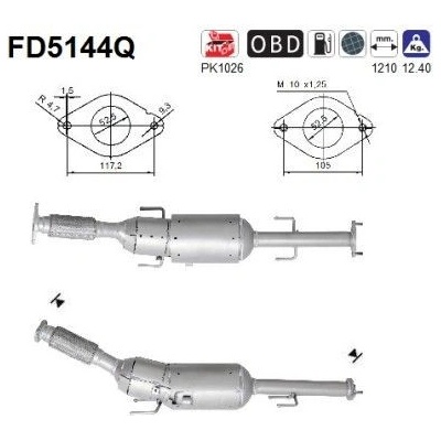 Filtr sazových částic, výfukový systém AS FD5144Q