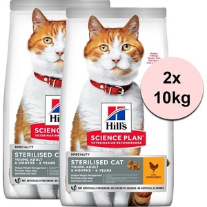 HILL'S Hill s Science Plan гранули за кастрирани възрастни котки с пиле 2 x 10 кг
