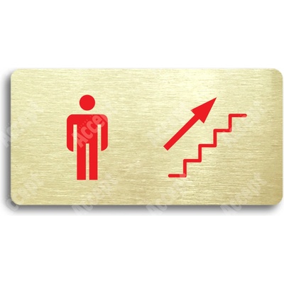 ACCEPT Piktogram WC MUŽI VPRAVO NAHORU - zlatá tabulka - barevný tisk bez rámečku