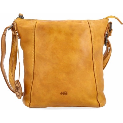 Noelia Bolger kožená kabelka crossbody s prešívaním malá horčicovo žltá 2086